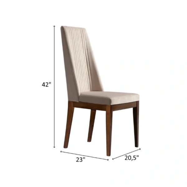 Veneer Dining Set - chair (5) Dining chair size reference with height, depth, and seat width measurements.