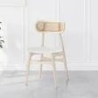 dining chair angled view showing ash wood material and faux leather upholstery