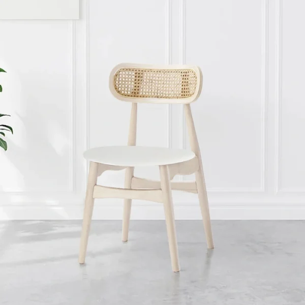 Willow Dining set - chair (2) dining chair angled view showing ash wood material and faux leather upholstery