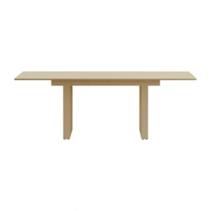 front view of beige dining table.