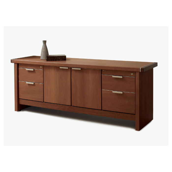 Apex Credenza in premium wooden office credenza with dual drawers and central cabinets.