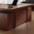 executive desk showing its upper surface and front design.
