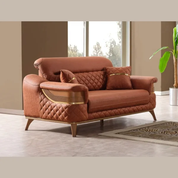 Ardora Living Room Set - Brick (2 seater) angled view of 2 seater sofa
