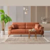 Front view of 3 seater upholstered sofa .