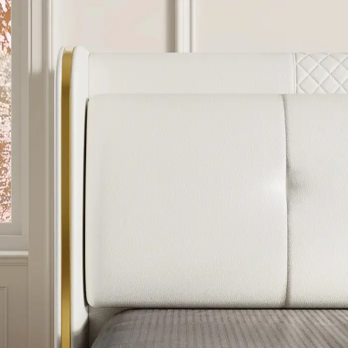close view of headboard showing premium upholstery