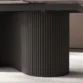 close view of dining table wide black base
