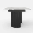 side profile view of marble top dining table top