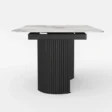 side profile view of marble top dining table top
