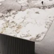 Close view of top marble surface of dining table