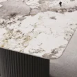 Close view of top marble surface of dining table