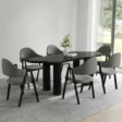 Modern black dining set with 6 chairs