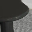 close view of black round dedge of table.
