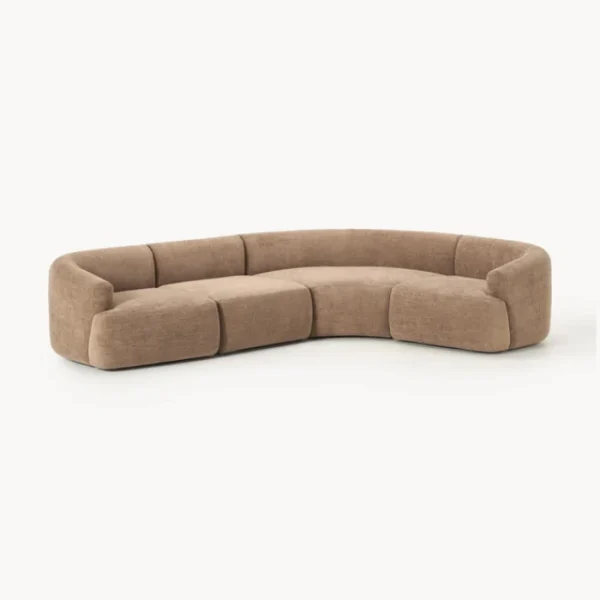 Oro cloud Sectional sofa - 4 seater (Light Brown) (3) angled view of sectional 4 seater sofa.