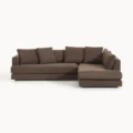 Raxon Modular Sofa in rich brown fabric upholstery with L-shaped sectional design.