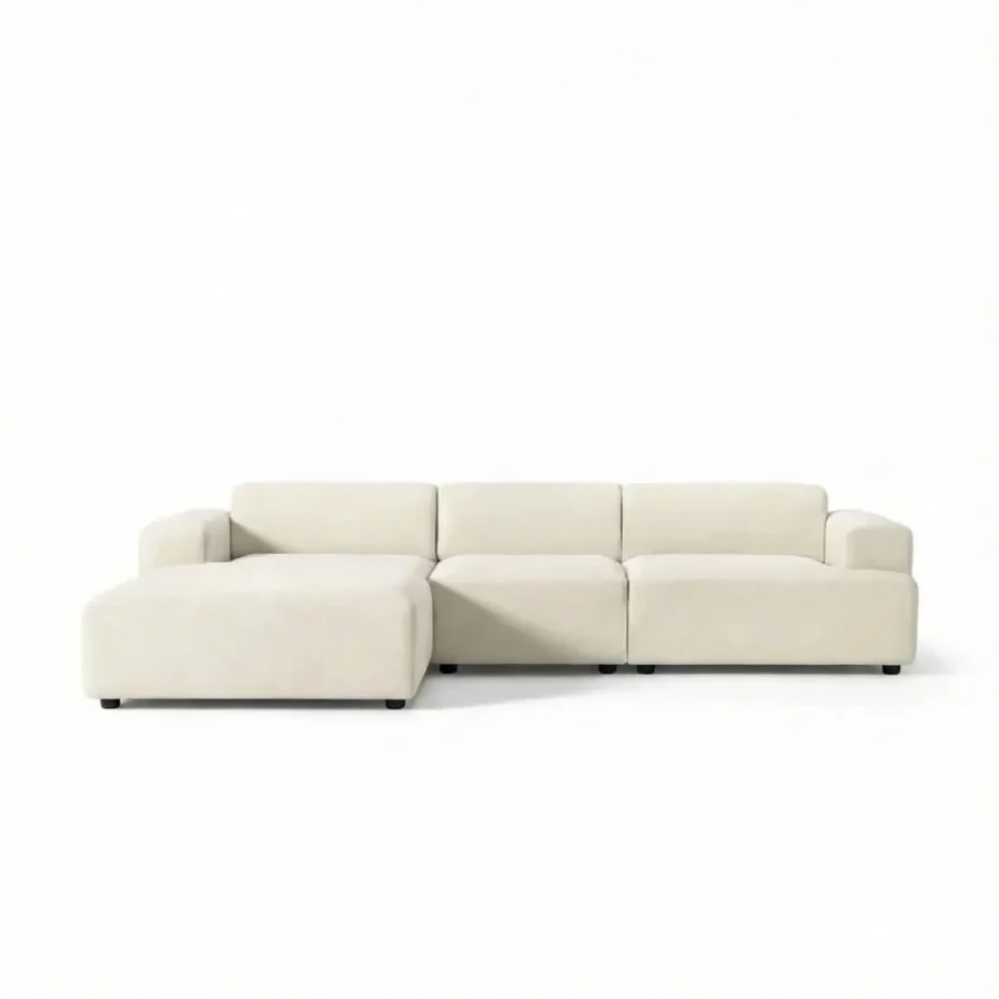 cloudrest sectional sofa2 front view of white sectional sofa in white background