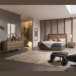 Solidrest Platform bedroom set in a modern bedroom including bed, side tables & dresser
