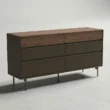 wooden dressser angled view showing 6 drawers