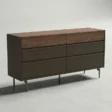 wooden dressser angled view showing 6 drawers