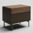 Wooden sidetable angled view with metal legs