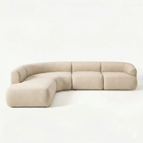 Arista Curve Modular sofa - Beige (3) front view of beige modular sofa