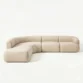 front view of beige modular sofa