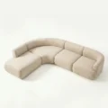 upper angled view of beige modular sofa