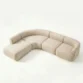 upper angled view of beige modular sofa
