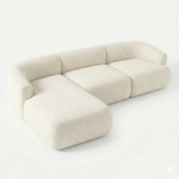Bouluxe Modular sofa - ivory (3) Upper angled view of white modular sofa