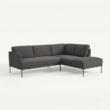 angled view of dark grey sectional sofa