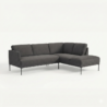 angled view of dark grey sectional sofa