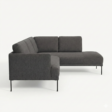 side profile view of dark grey sectional sofa