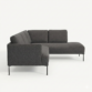 side profile view of dark grey sectional sofa