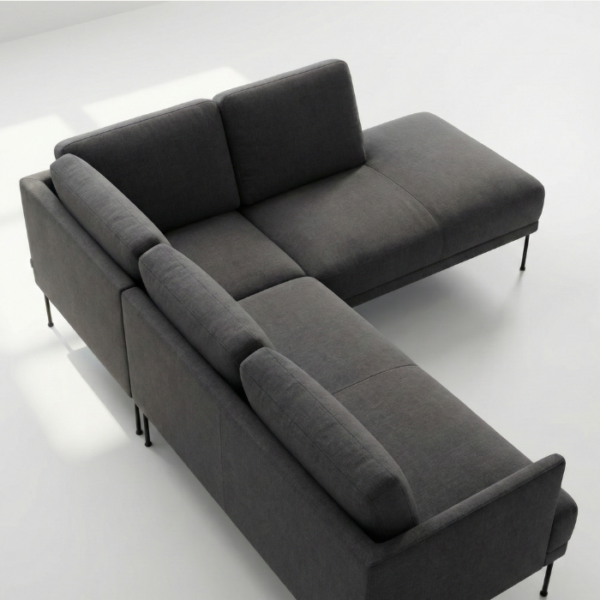 Lurva Modular sofa - Dark Grey (5) upper angled view of dark grey sectional sofa