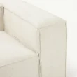 close view of armrest of white modular sofa