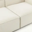 close view of seat showing premium white upholstery of white modular sofa