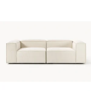 front view of white modular sofa