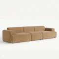 angled view of light brown modular sofa