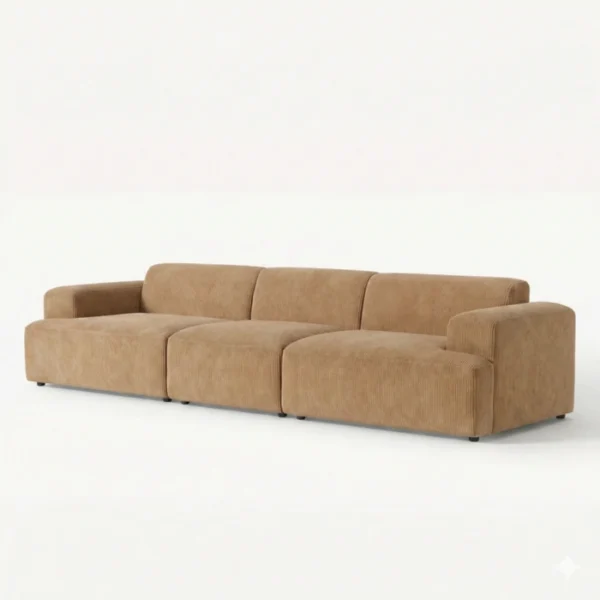Serenova Modular sofa - Light Brown (3) angled view of light brown modular sofa in a white background