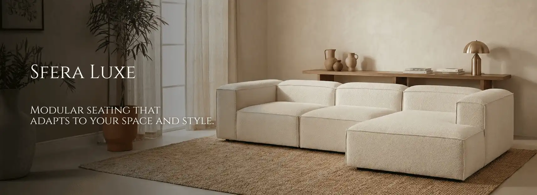 white modular sofa in a modern livingroom banner image