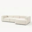 angled view of white modular sofa