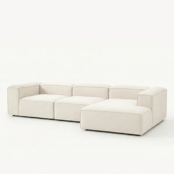 Sfera Luxe Modular sofa - Bouclé Ivory (2) angled view of white modular sofa