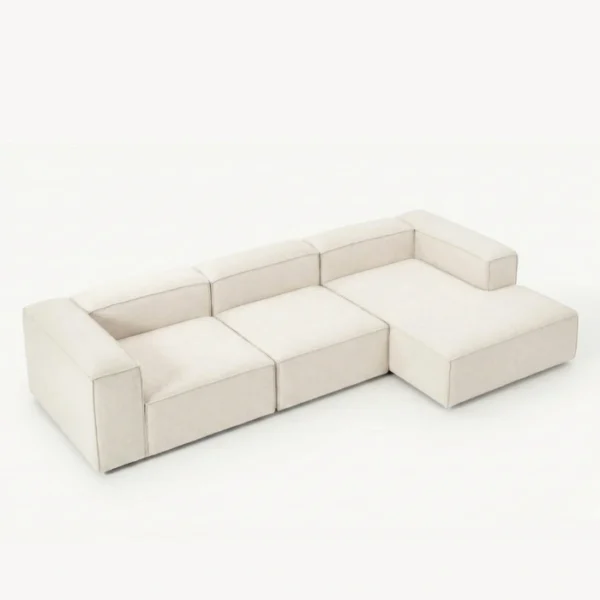 Sfera Luxe Modular sofa - Bouclé Ivory (3) upper angled view of white modular sofa