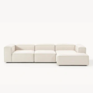 front view of white modular sofa