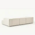angled back view of white modular sofa