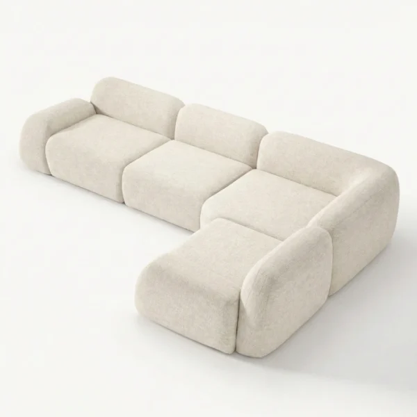 Softera Modular Sofa - White (3) upper angled view of white modular sofa