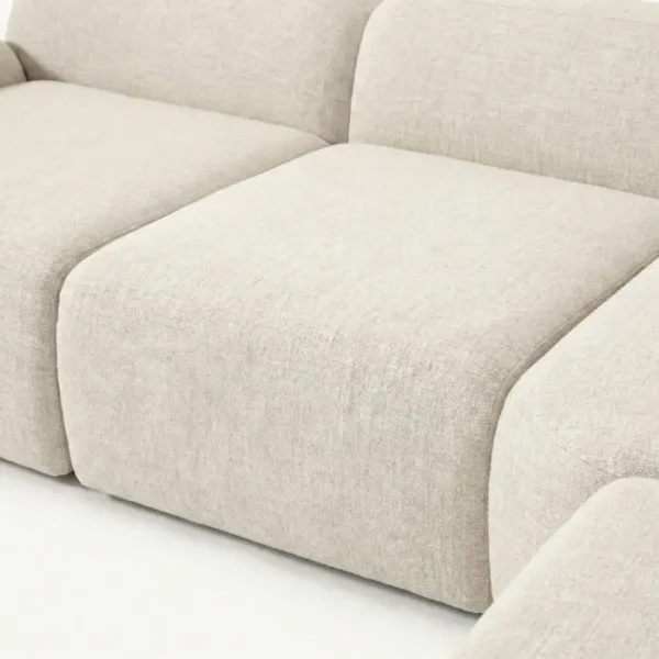 Softera Modular Sofa - White (7)_ close view of seat showing premium upholstery of white sofa