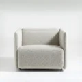 front view of off white upholstered chair
