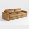 upper angled view of sofa in brown upholstery