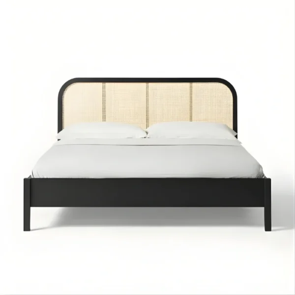 Cane Bed - Black (2) front view of black cane bed