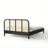 reaer view of black cane bed